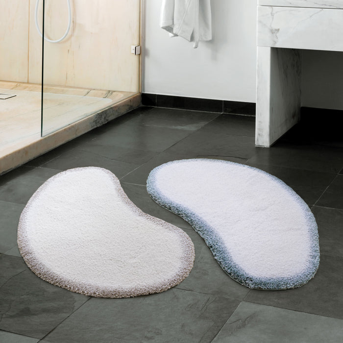 Maiko 100% Egyptian Cotton Fog/White Luxury Bath Rug