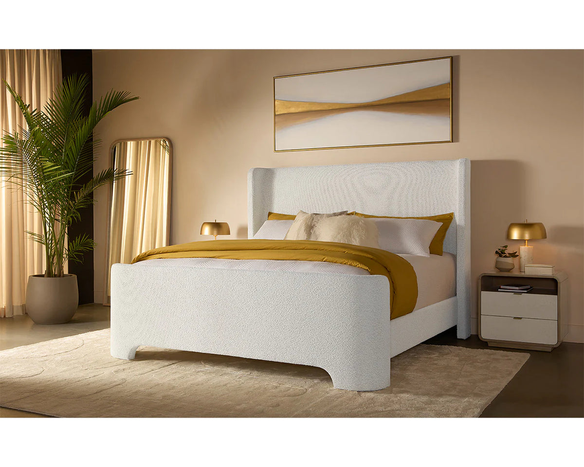 Ives White Boucle Bed