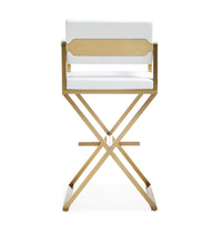 Lila White Gold Steel Faux Leather Barstool - Luxury Living Collection
