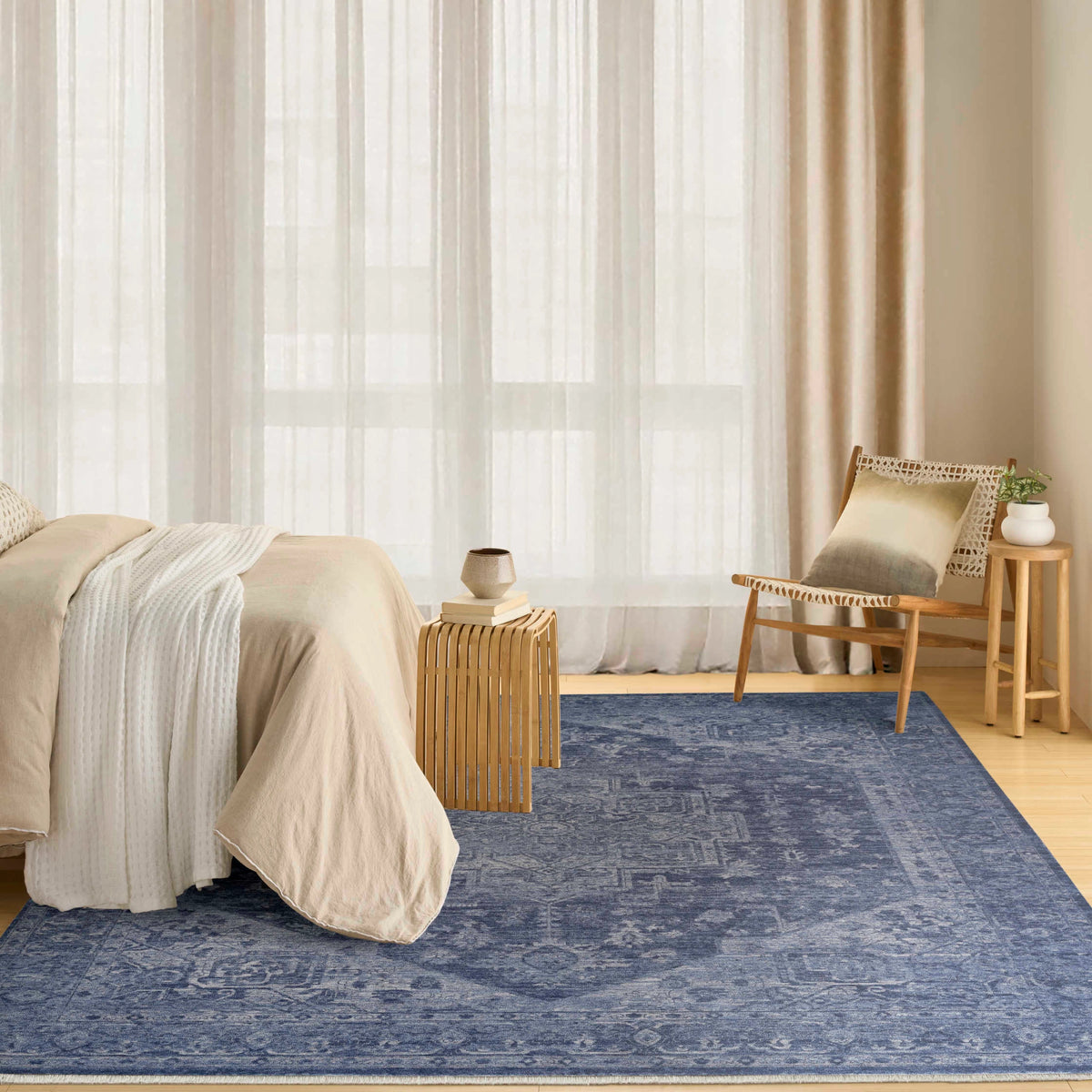 Lucienne Blue Medallion Area Rug