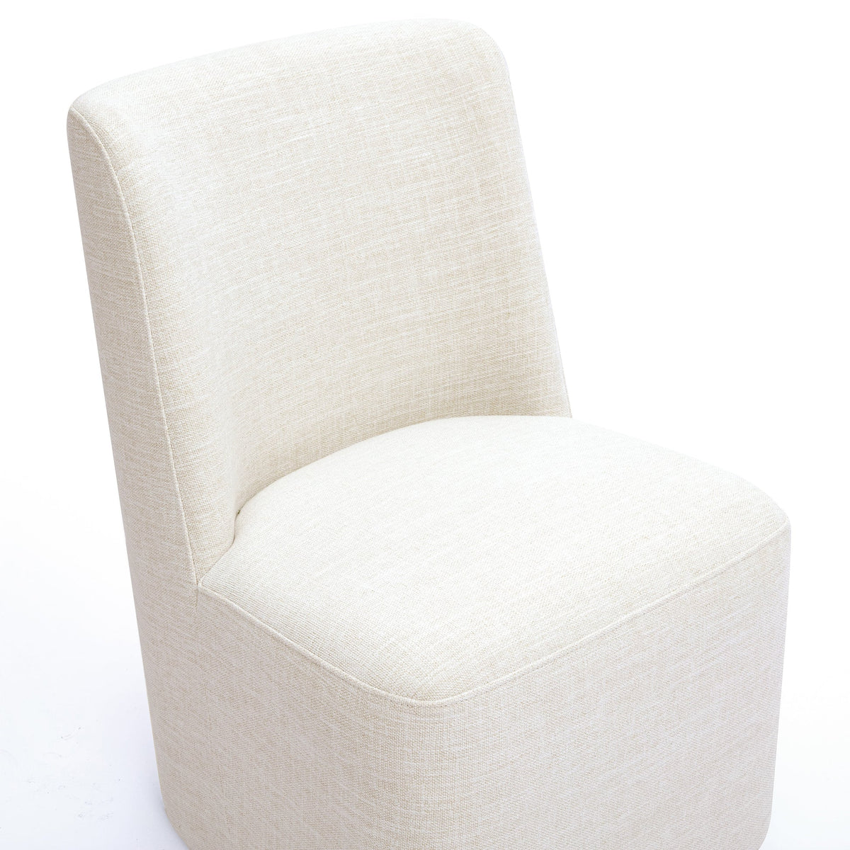 Monika Cream Performance Fabric Rolling Dining Chair