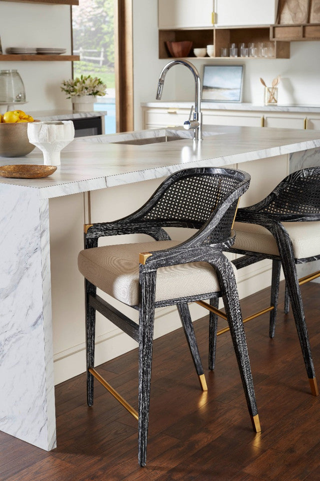 Eden Black & Natural Linen Counter Stool