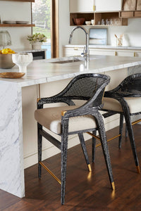 Eden Black & Natural Linen Counter Stool