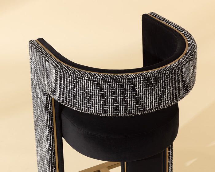 Adamina Black, Night Fabric & Gold Bar Stool