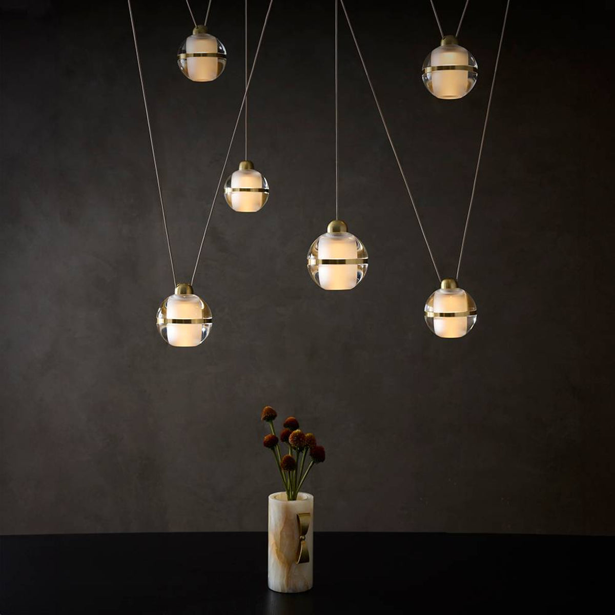 Noble 82" Crystal & Antique Brass Multi-Drop Chandelier