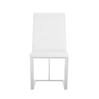 Camille Modern White Faux Leather & Stainless Steel Dining Chair
