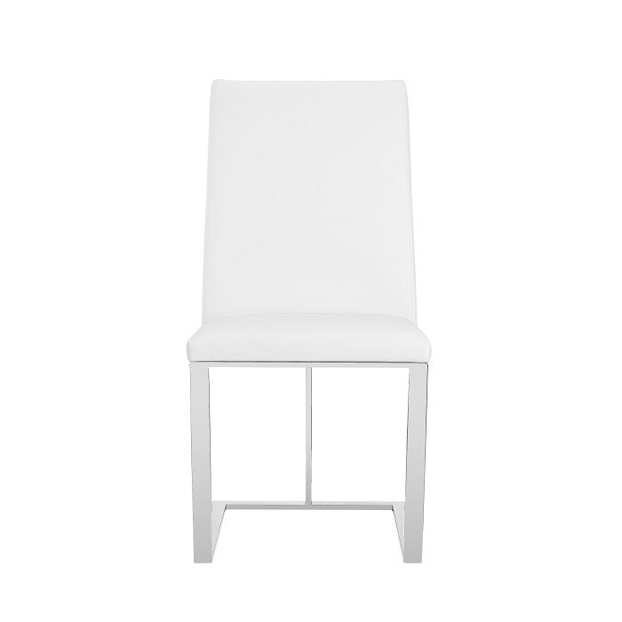 Camille Modern White Faux Leather & Stainless Steel Dining Chair