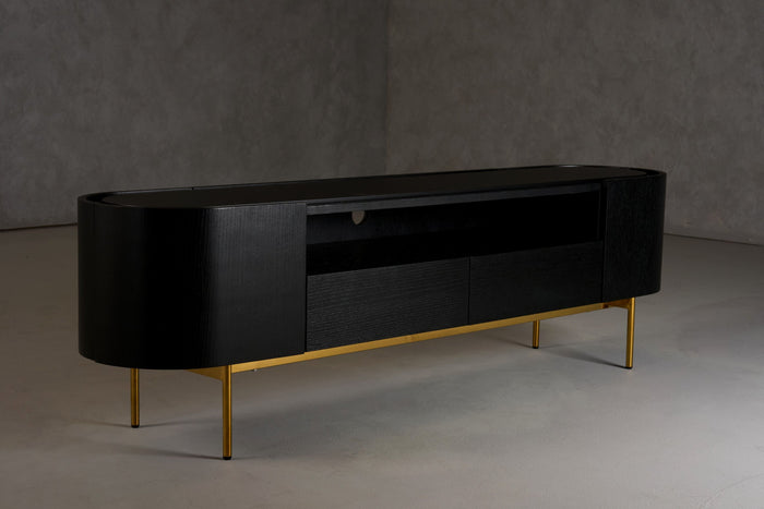 Anita Modern Black Oak & Gold TV Stand