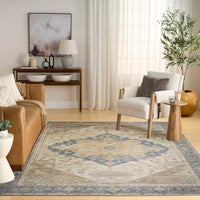 Paris Blue Green Washable Area Rug