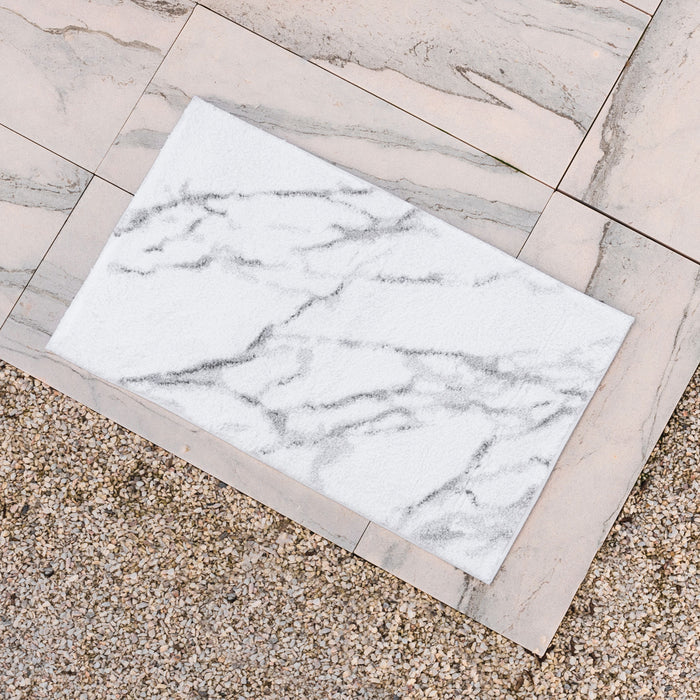 Calacatta Silver & White 100% Egyptian Cotton Luxury Bath Rug
