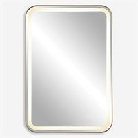 Miraze 32" Gold Lighted Vanity Rectangular Mirror