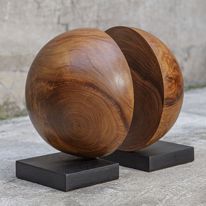 Sleek Teak Bookends