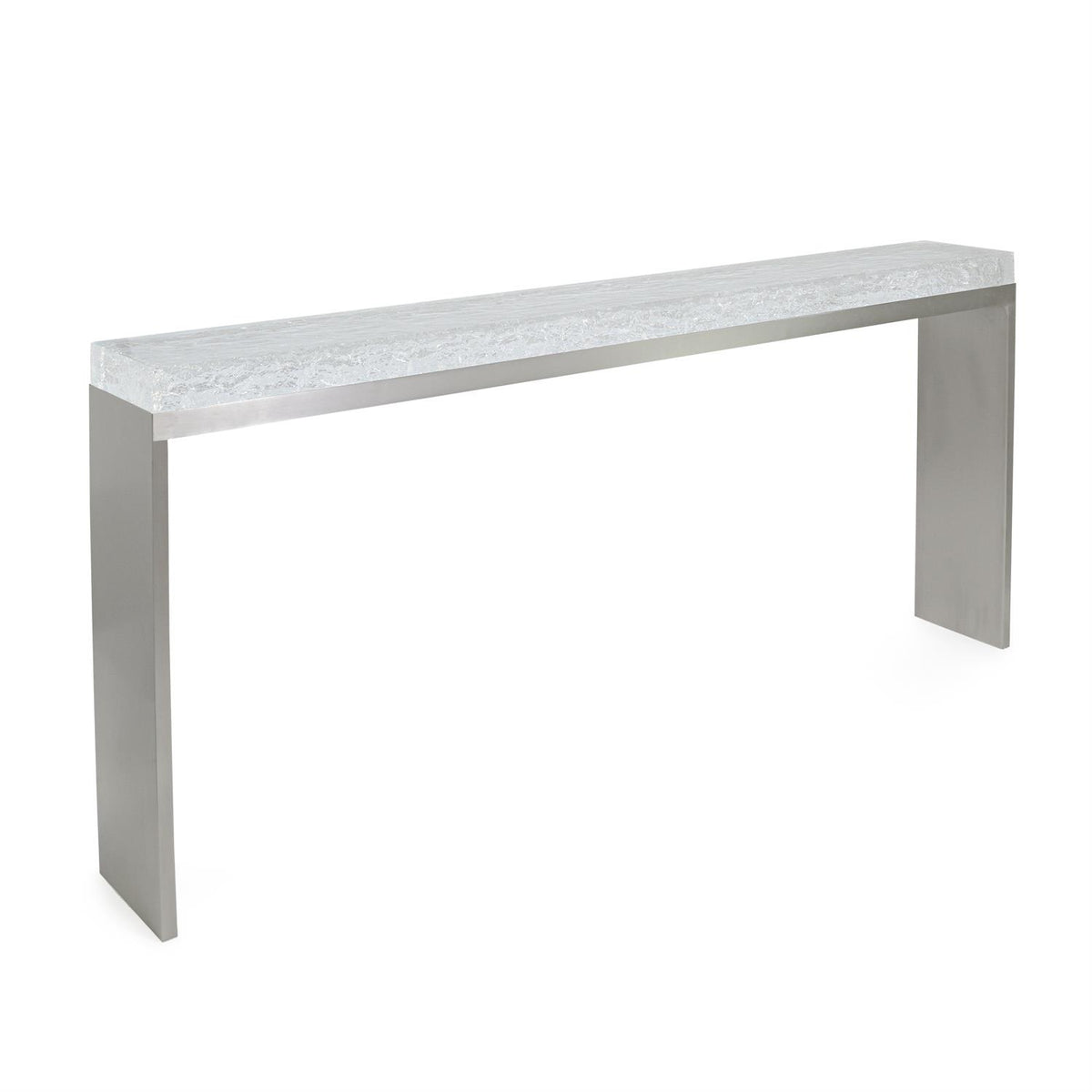 Pheobe 72.25" Textured Illuminated Brushed Nickel & Acrylic Console Table