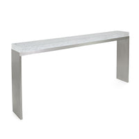 Pheobe 72.25" Textured Illuminated Brushed Nickel & Acrylic Console Table