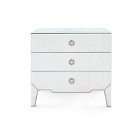 Selena 30" Glass Top Platinum Shimmer & Gold End Table/Nightstand