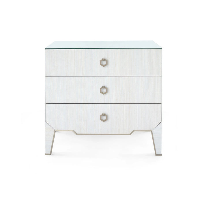 Selena 30" Glass Top Platinum Shimmer & Gold End Table/Nightstand