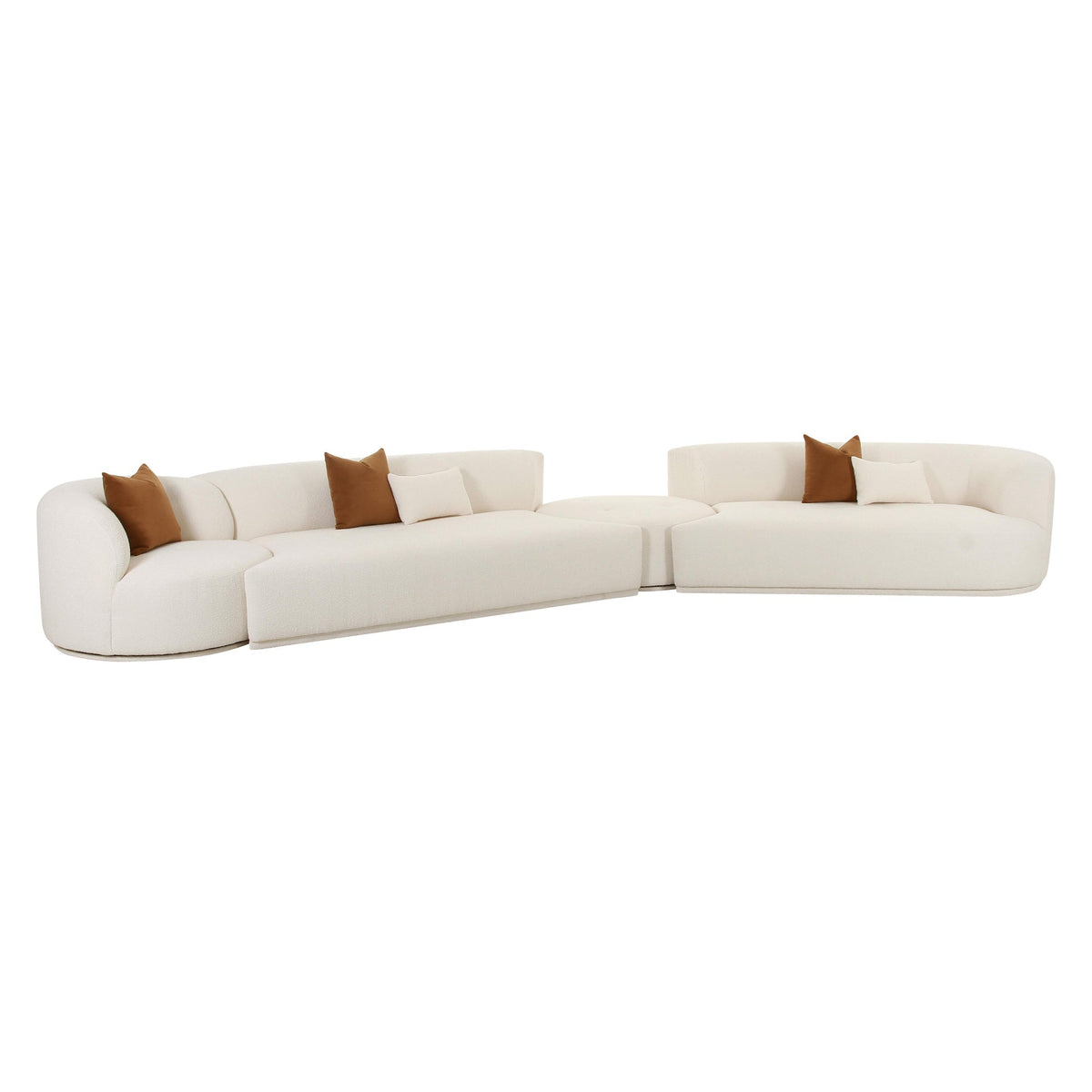 Pablo 186" Plush Cream Boucle 4-Piece Modular RAF Sectional Sofa