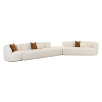 Pablo 186" Plush Cream Boucle 4-Piece Modular RAF Sectional Sofa