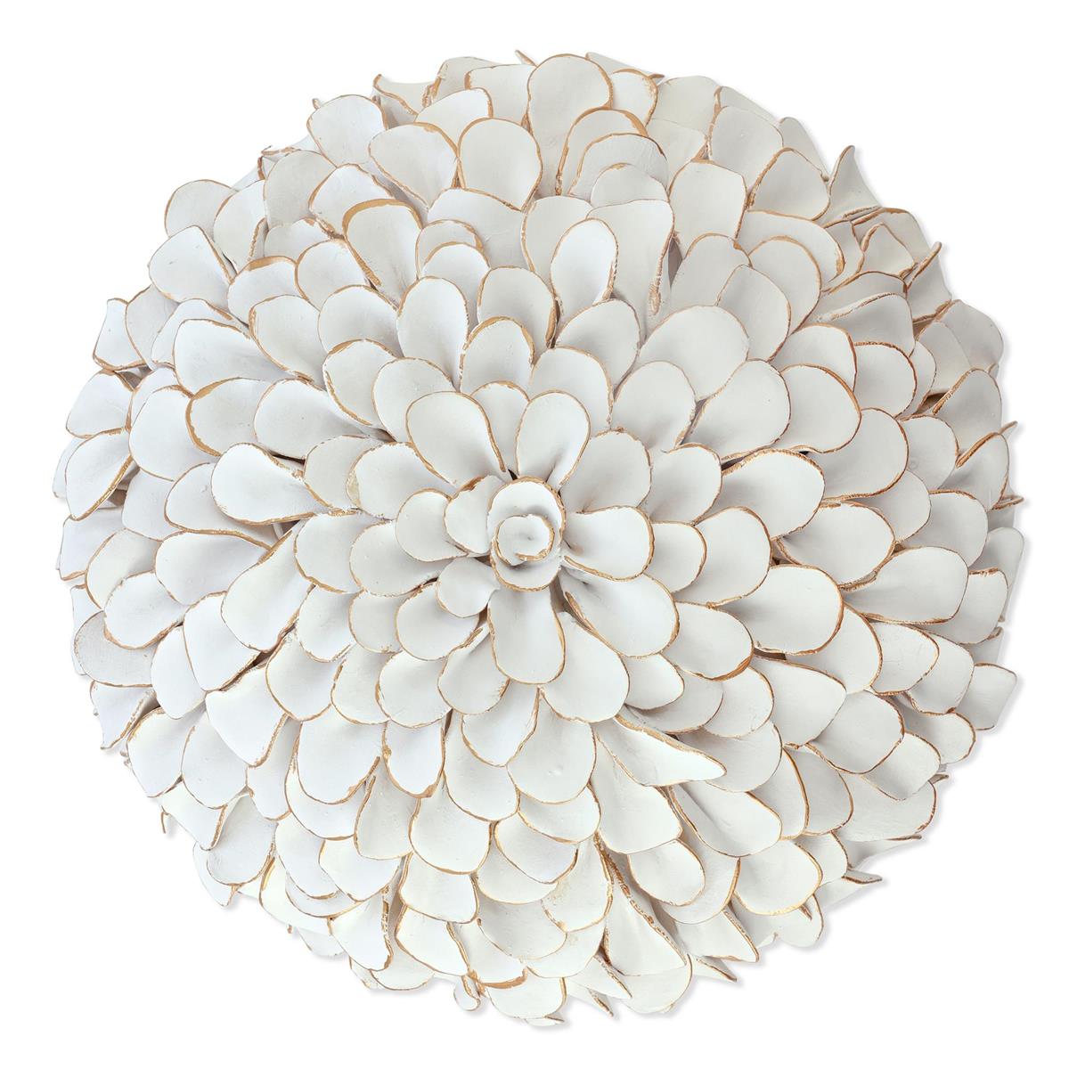 White & Gold Pom Pom Flower Wall Art (2 Sizes Available)