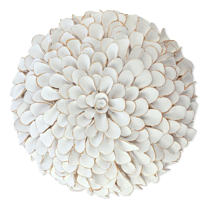 White & Gold Pom Pom Flower Wall Art (2 Sizes Available)