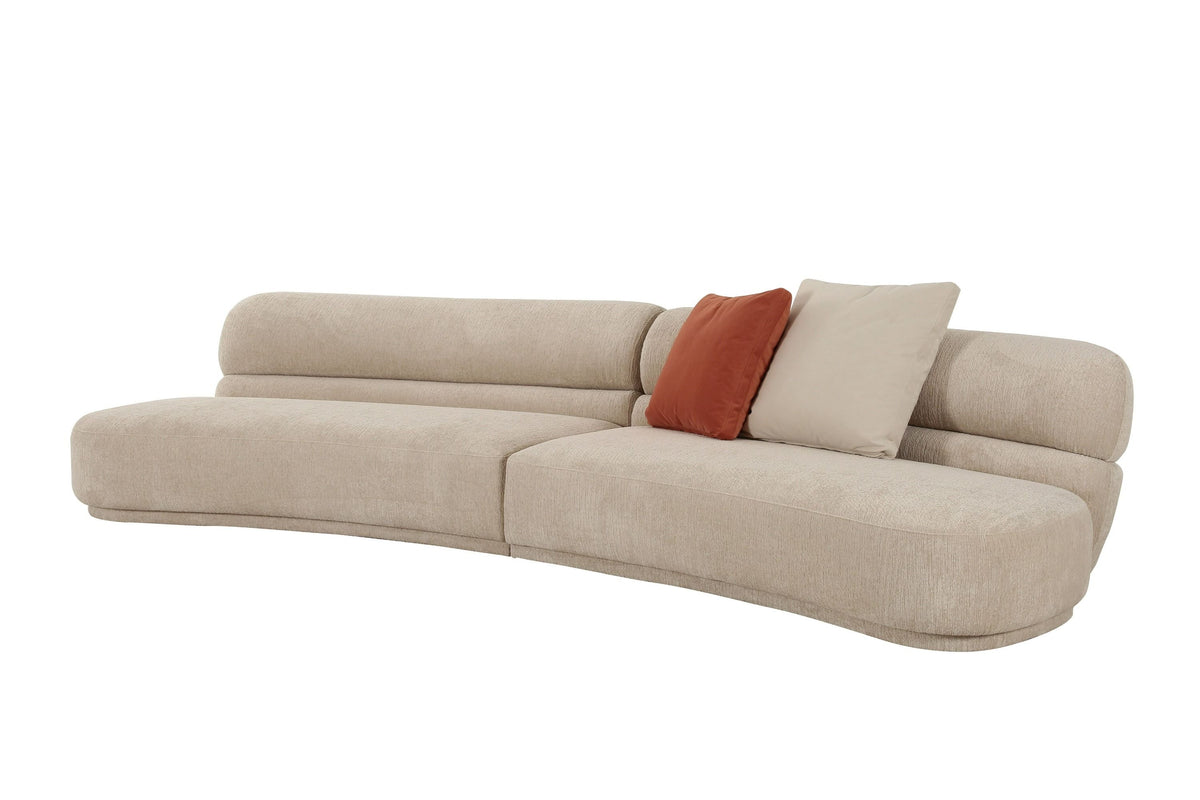 Lillian Modern Beige Curved Sectional Sofa