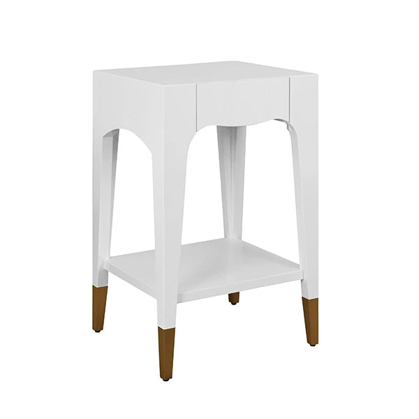 Julia 20" White & Gold Nightstand/Accent Table