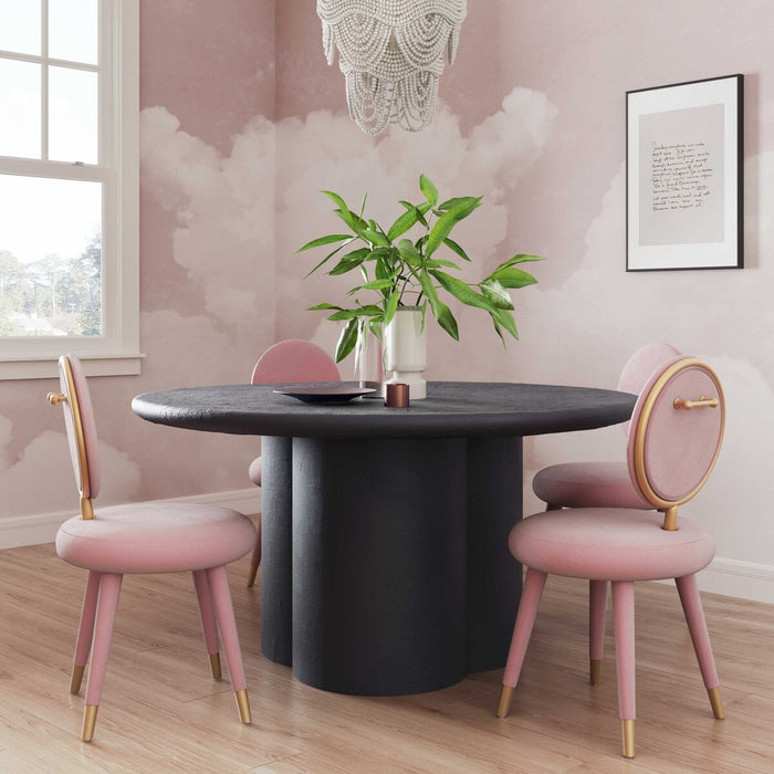 Bella 59" Black Faux Plaster Round Dining Table