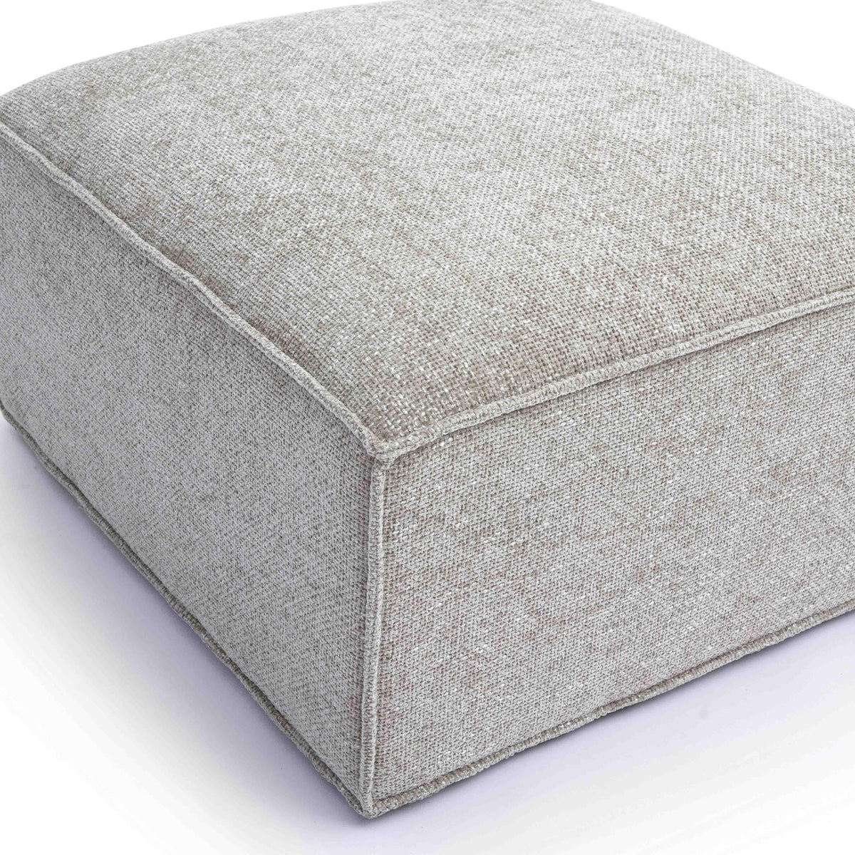 Mindy Taupe Performance Chenille Basketweave Ottoman