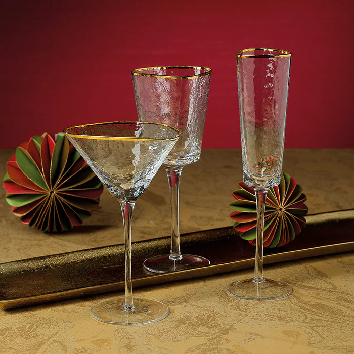 Aperitivo Triangular Martini Glass with Gold Rim - Set of 12