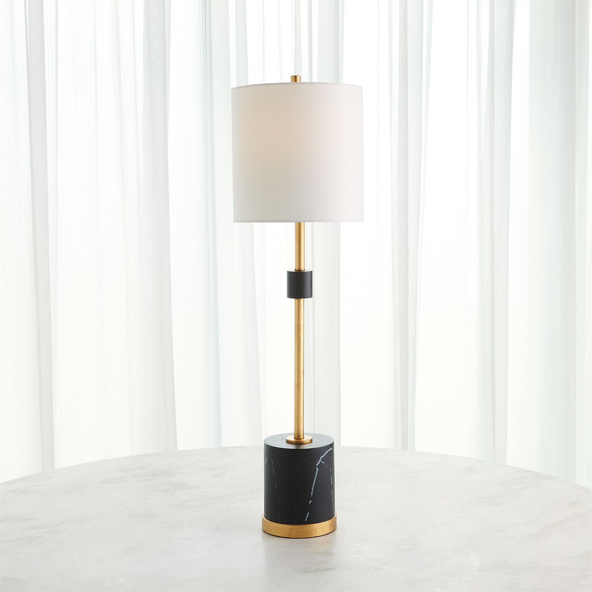 Faux Marble Black & Gold Table Lamp