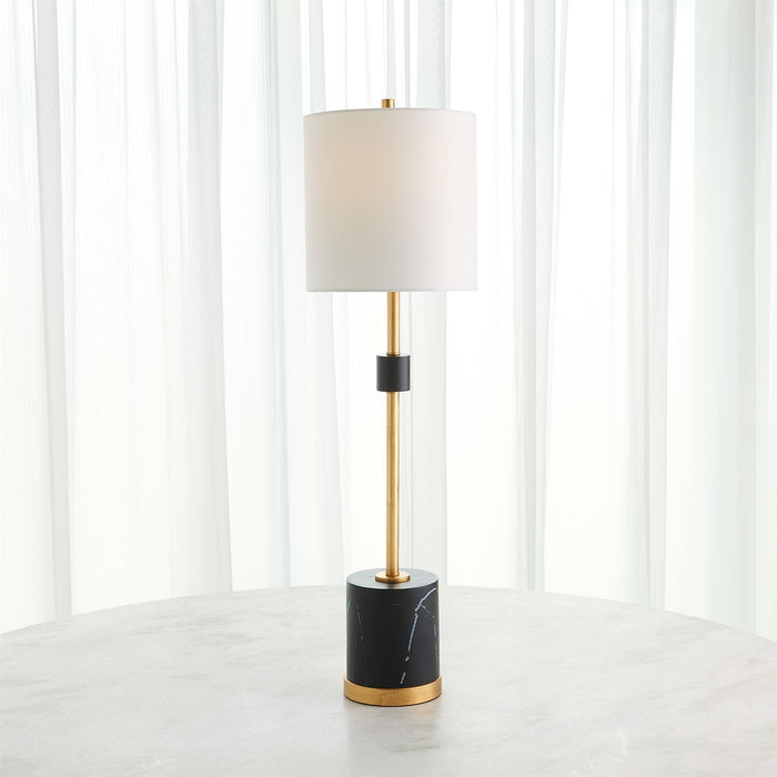 Faux Marble Black & Gold Table Lamp