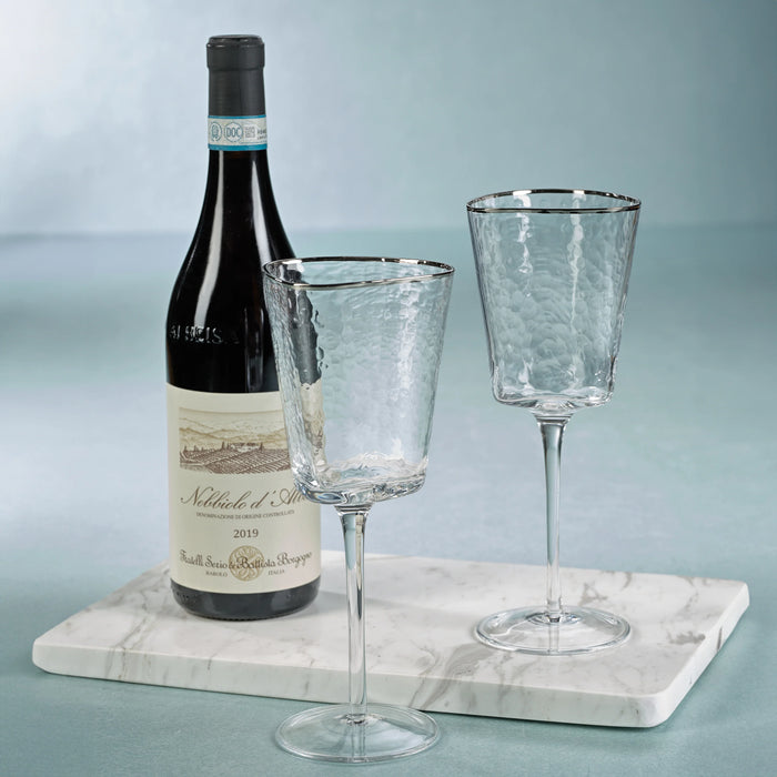 Aperitivo Triangular Wine Glass with Platinum Rim - Set of 12