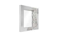 Mars 39" Black & Silver Leaf Modern Square Mirror