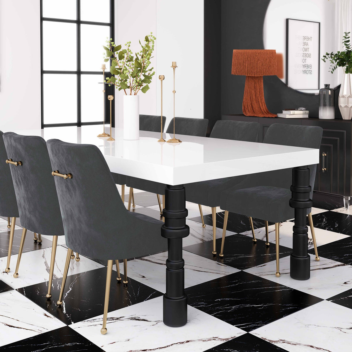 Prado Dark Grey Velvet With Gold Frame Chair - Luxury Living Collection