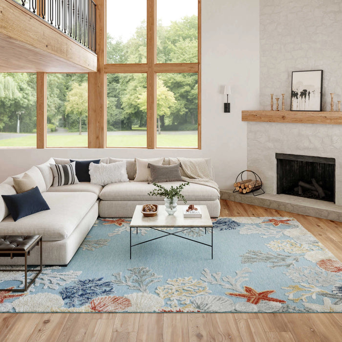 Pacific Coast Teal Coral Indoor/OutdoorArea Rug