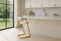 Diana White Leatherette & Gold Counter Stool