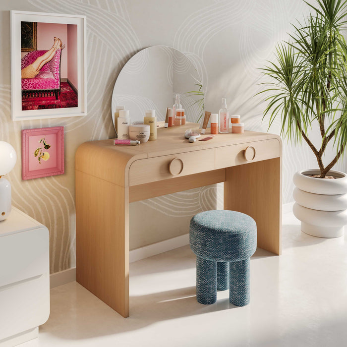Jenny 48 Natural Ash 2-Drawer Vanity Desk with Mirror