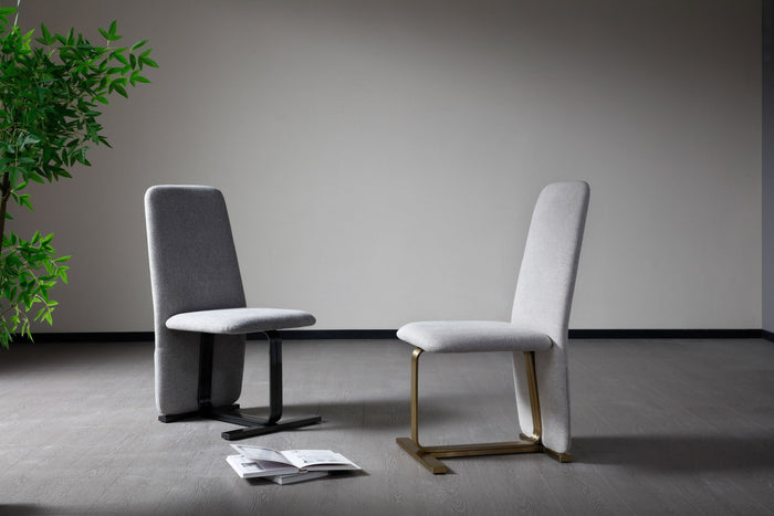 Shale Modern Grey Linen + Brushed Gunmetal Dining Chair (Set of 2)