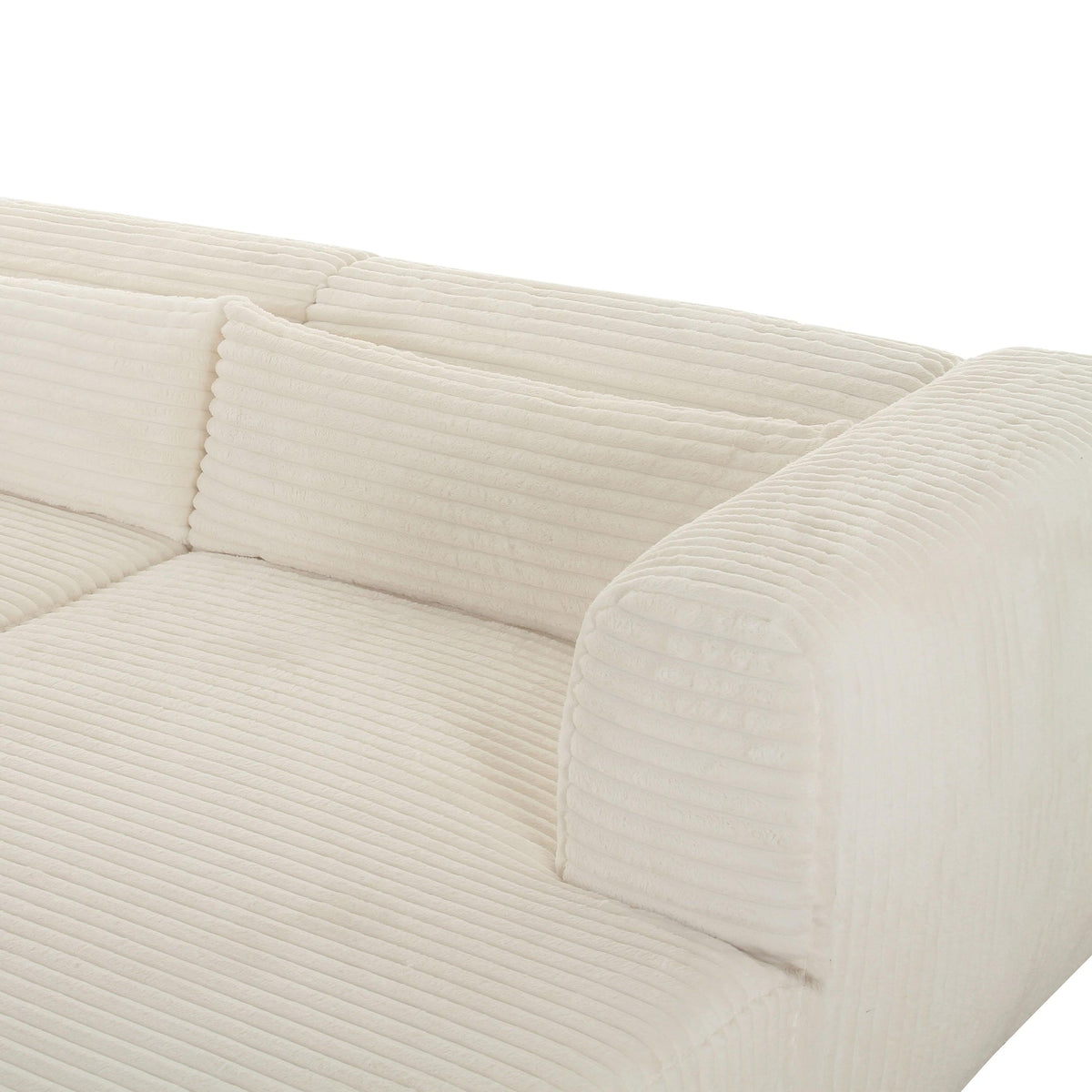 Telav 118" Fluffy Oversized Cream Performance Corduroy Modular RAF Sectional