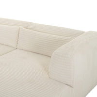 Telav 118" Fluffy Oversized Cream Performance Corduroy Modular RAF Sectional