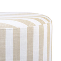 Valerie Beige Striped Linen Ottoman