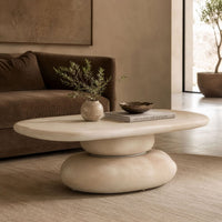 Daisey 53" Modern Beige Oval Pedestal Coffee Table