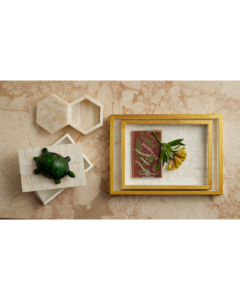 Theodora Mother of Pearl Tray (Set of 2)