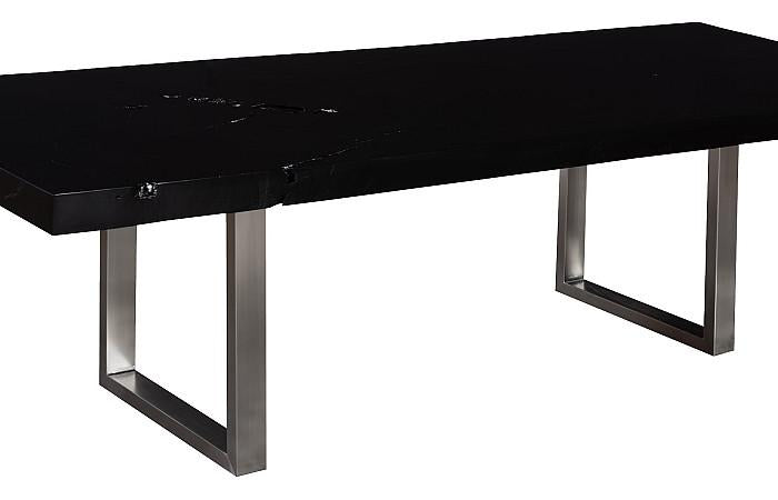 Adonis 108" Straight Edge Black Dining Table With Stainless Steel Legs