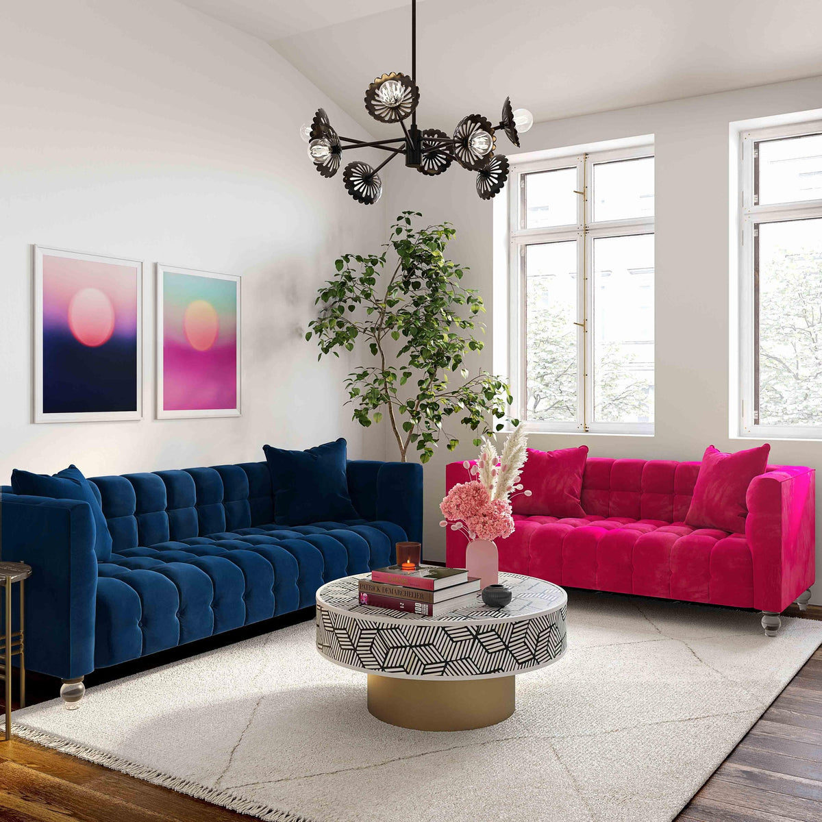 Belgravia 90.6" Navy Performance Velvet Sofa