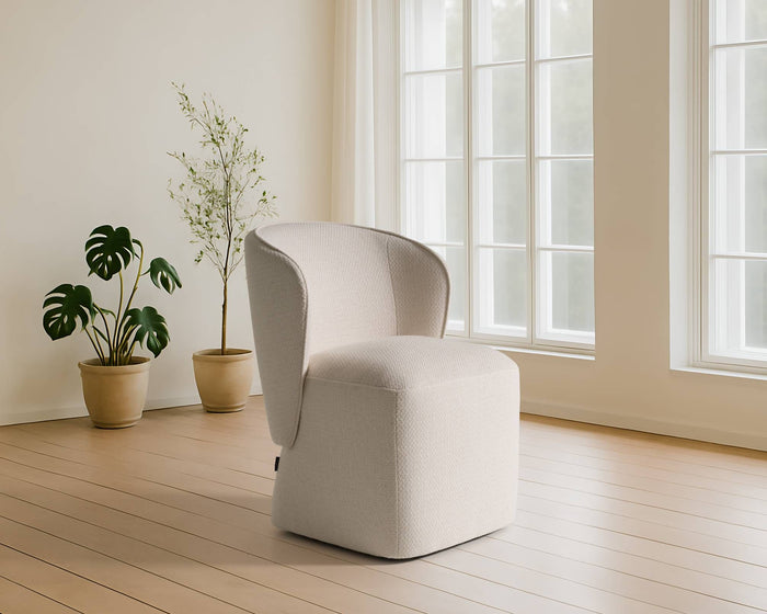Cassandra Modern Beige Swivel Dining Chair