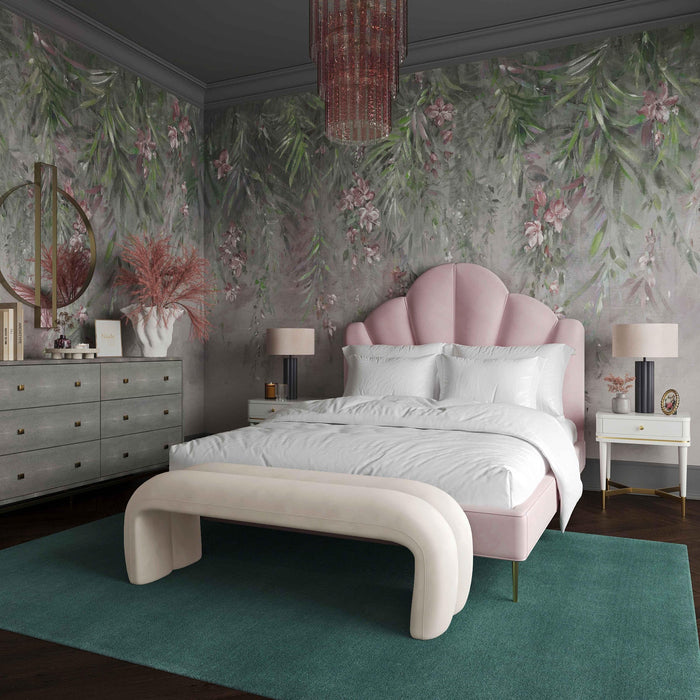 Lucien 56" Cream Performance Velvet Channeled Bench