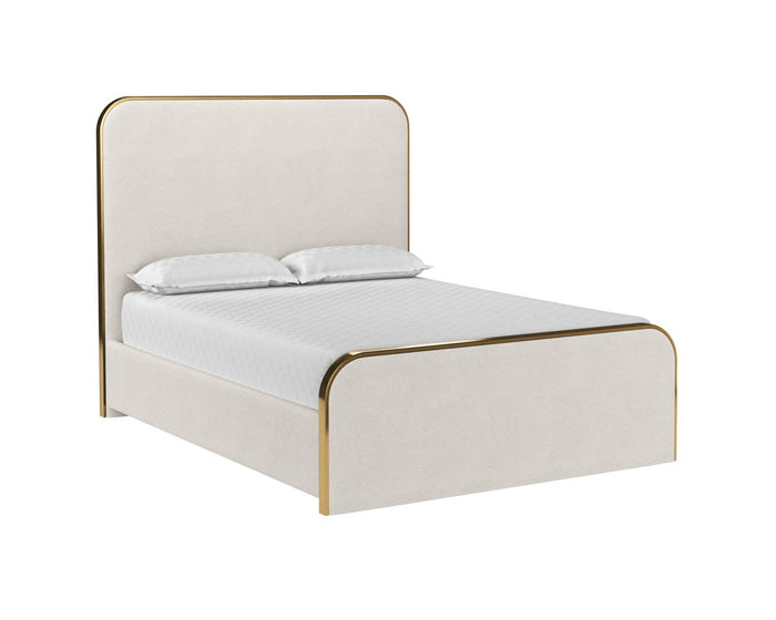 Tometi Cream Fabric & Brushed Gold Bed