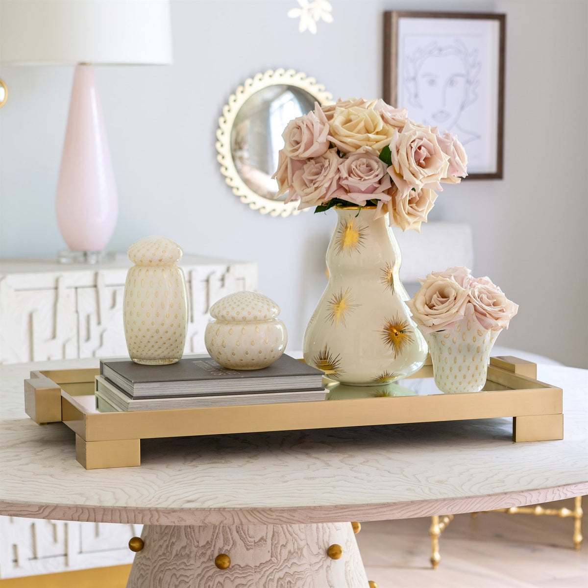 Calabasas Solid Brass 31" Gold Tray