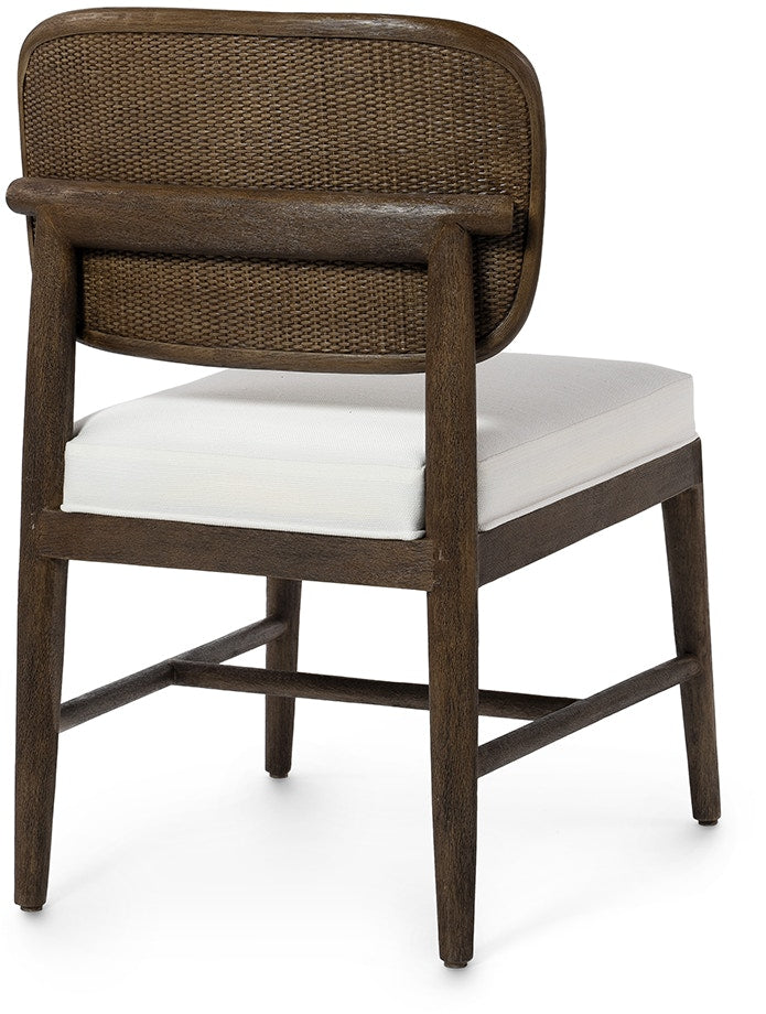 Fornelli Walnut & Performance White Basket Weave Dining Chair